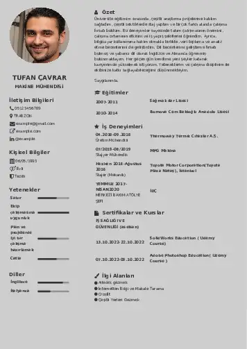 Makine Mühendisi Cv Örnekleri cv indir